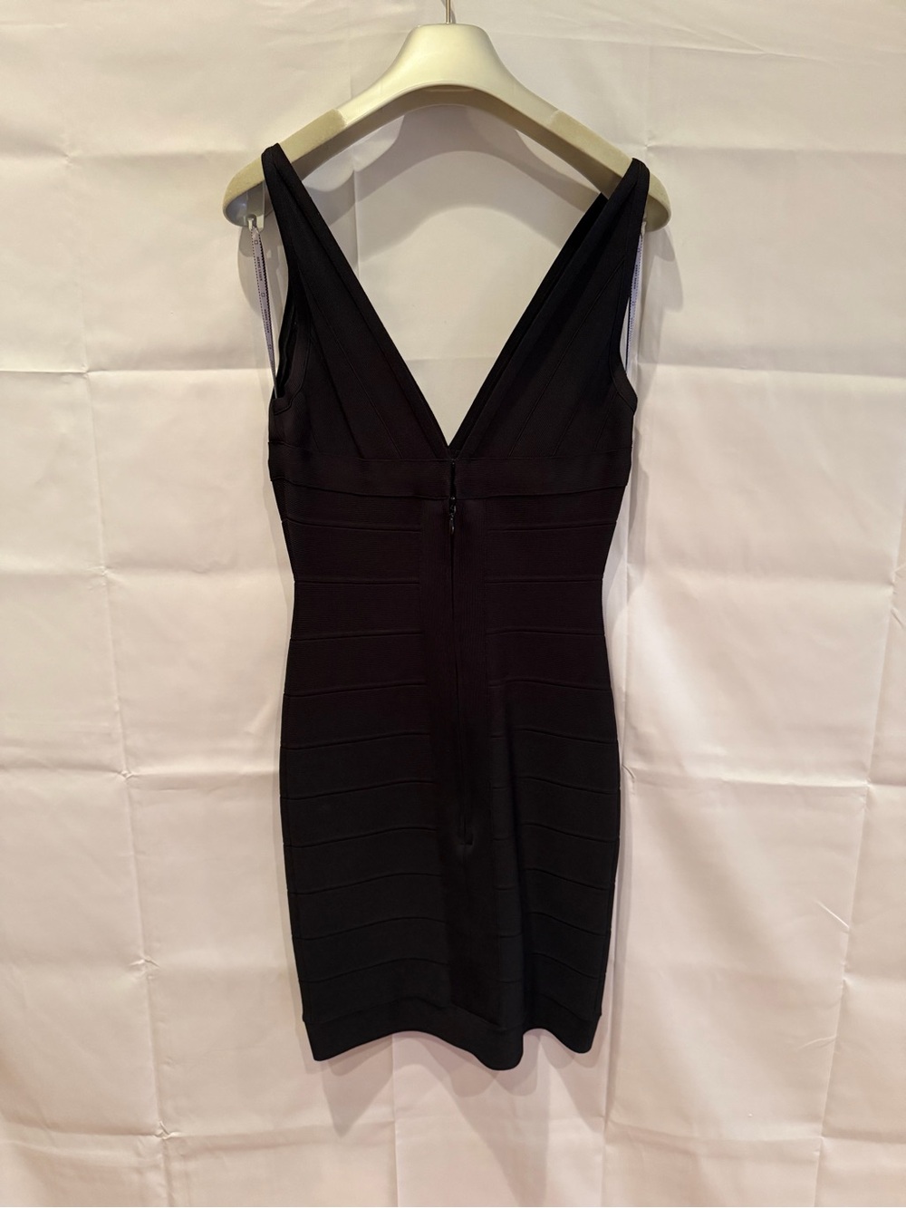 Herve Leger Black V‑Neck Bandage Mini Dress